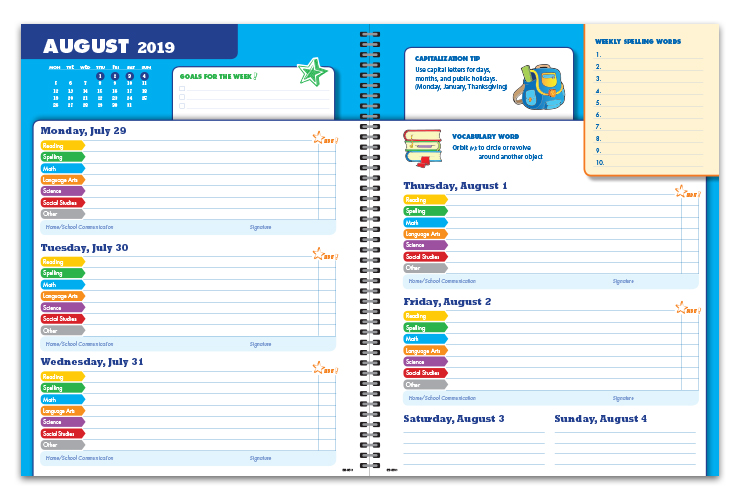 elementary student planners elementary school datebooks agenda books for students