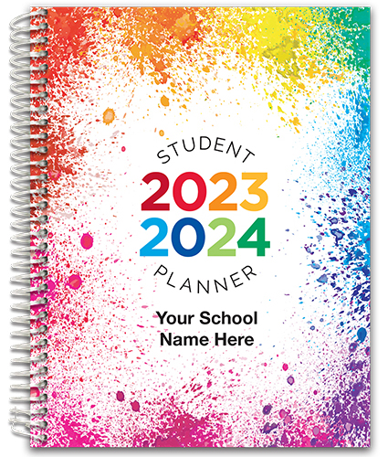 Dated Middle School or High School Student Planner for Academic Year 2020-2021 Matrix Style - 5.5x8.5 - Blue Colors Cover Bonus Ruler/Bookmark and Planning Stickers 